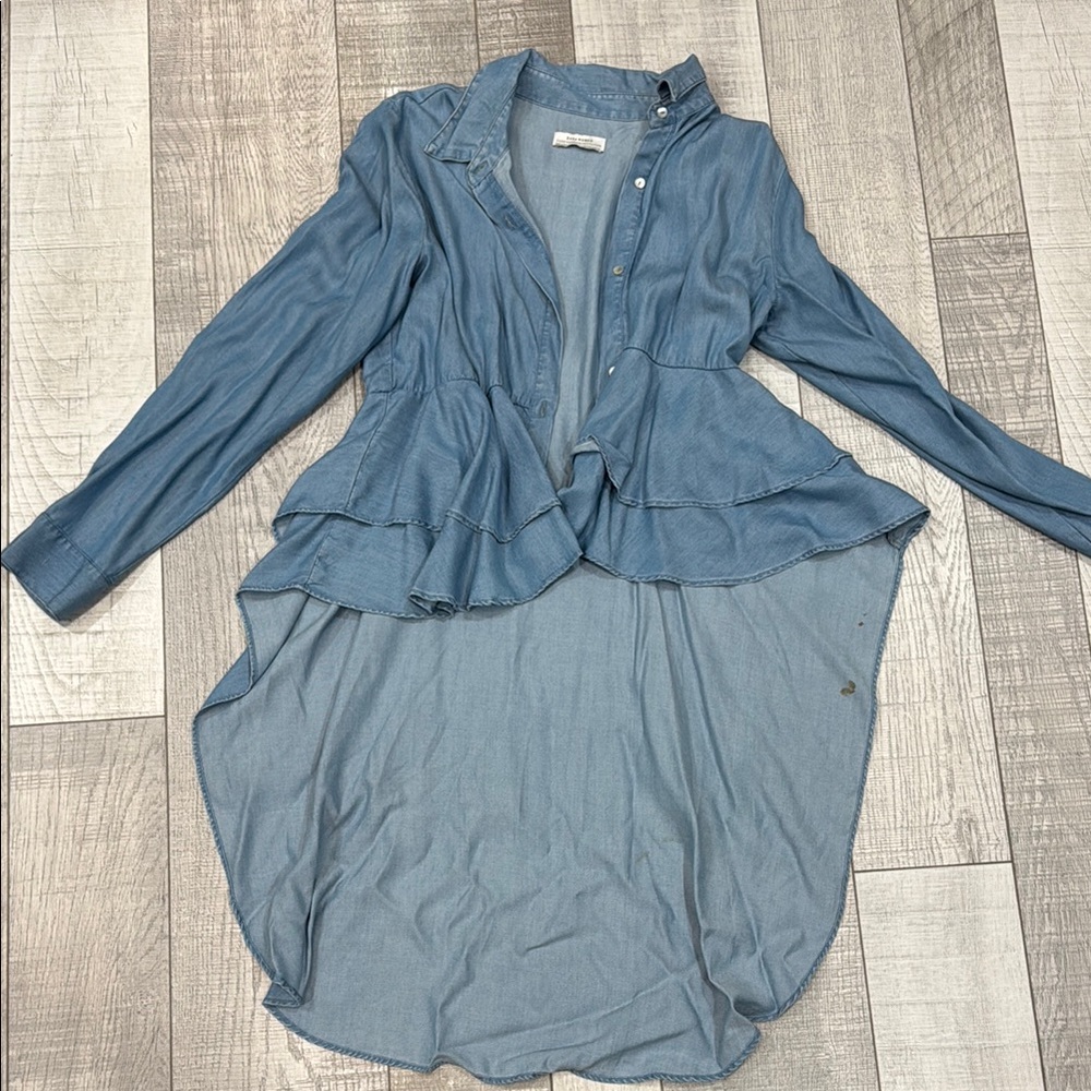 Stylish Blue Denim Button-Up Blouse